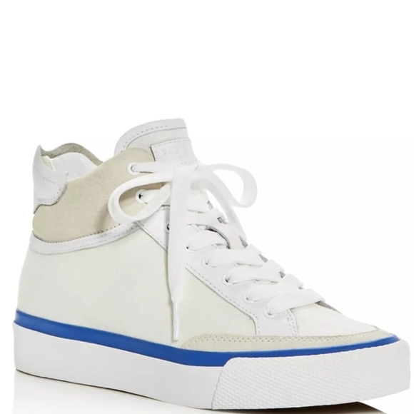 Rag & Bone RB "Army" High Top Sneakers White Blue | Women's Size 8.5 - Picture 2 of 16